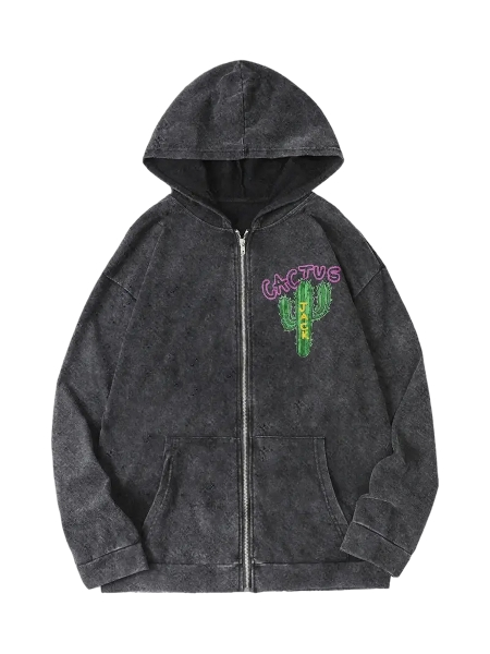 Cactus Zip Up Hoodie
