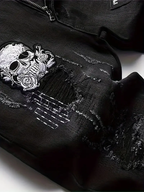 Men's Skinny Fit Stretch Jeans With Skull Head