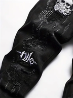 Men's Skinny Fit Stretch Jeans With Skull Head