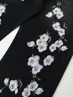 Embroied Flowers Baggy Jeans