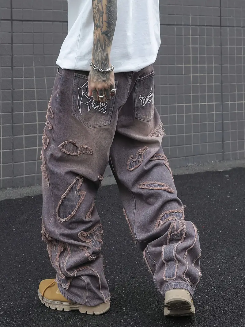 Distressed Grey Baggy Jeans