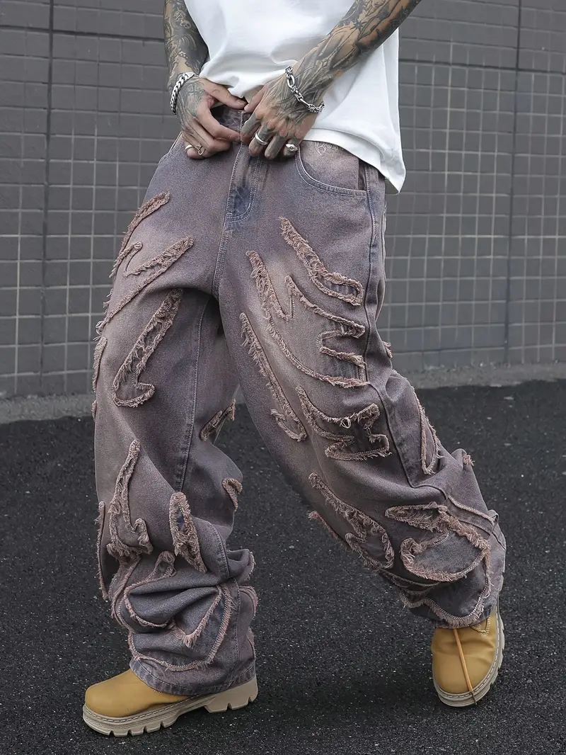 Distressed Grey Baggy Jeans