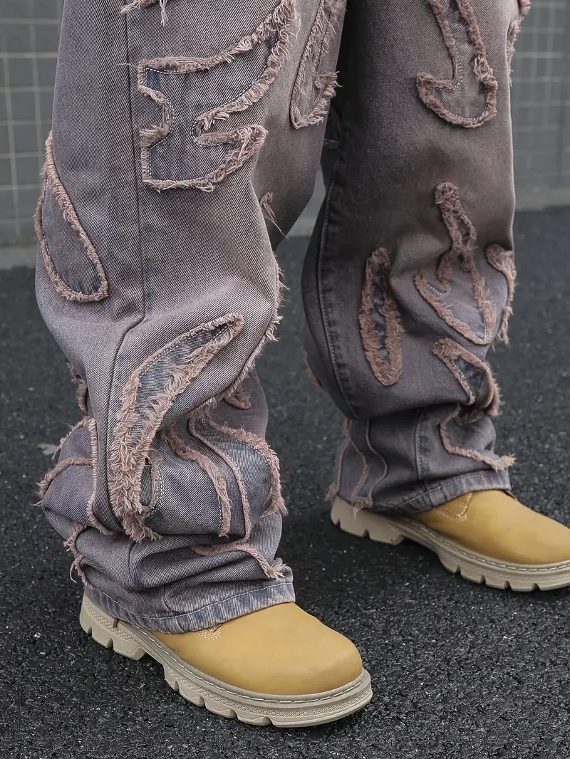 Distressed Grey Baggy Jeans