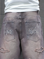 Distressed Grey Baggy Jeans