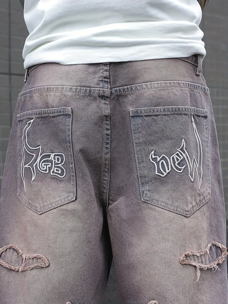 Distressed Grey Baggy Jeans