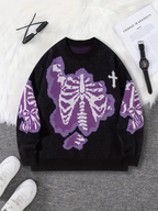 Purple Skeleton Knitted Sweater