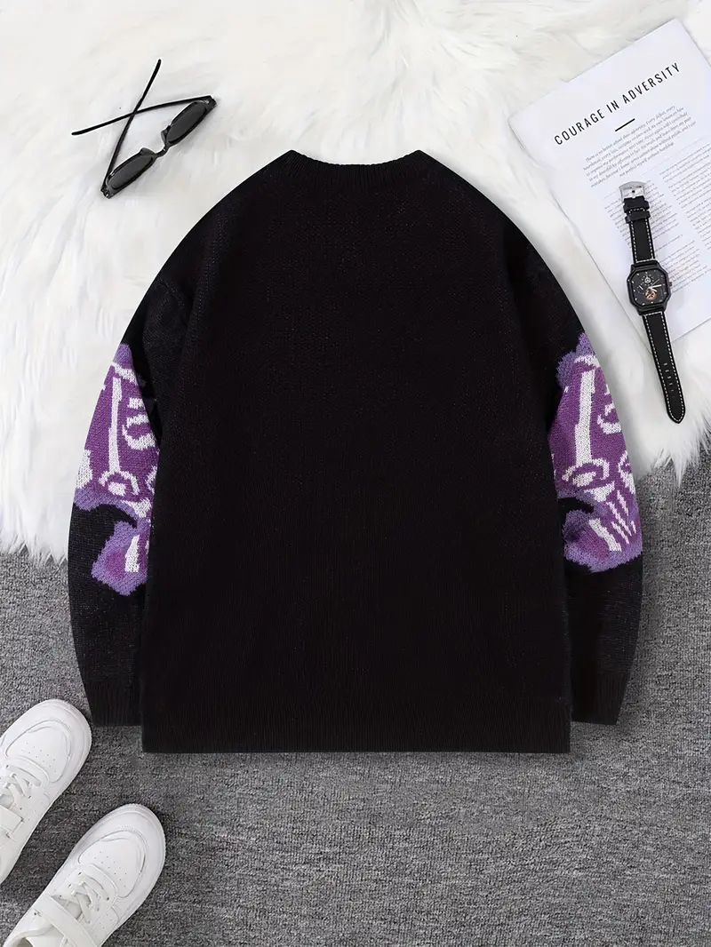 Purple Skeleton Knitted Sweater
