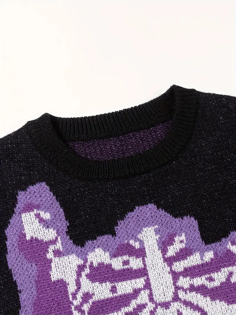 Purple Skeleton Knitted Sweater