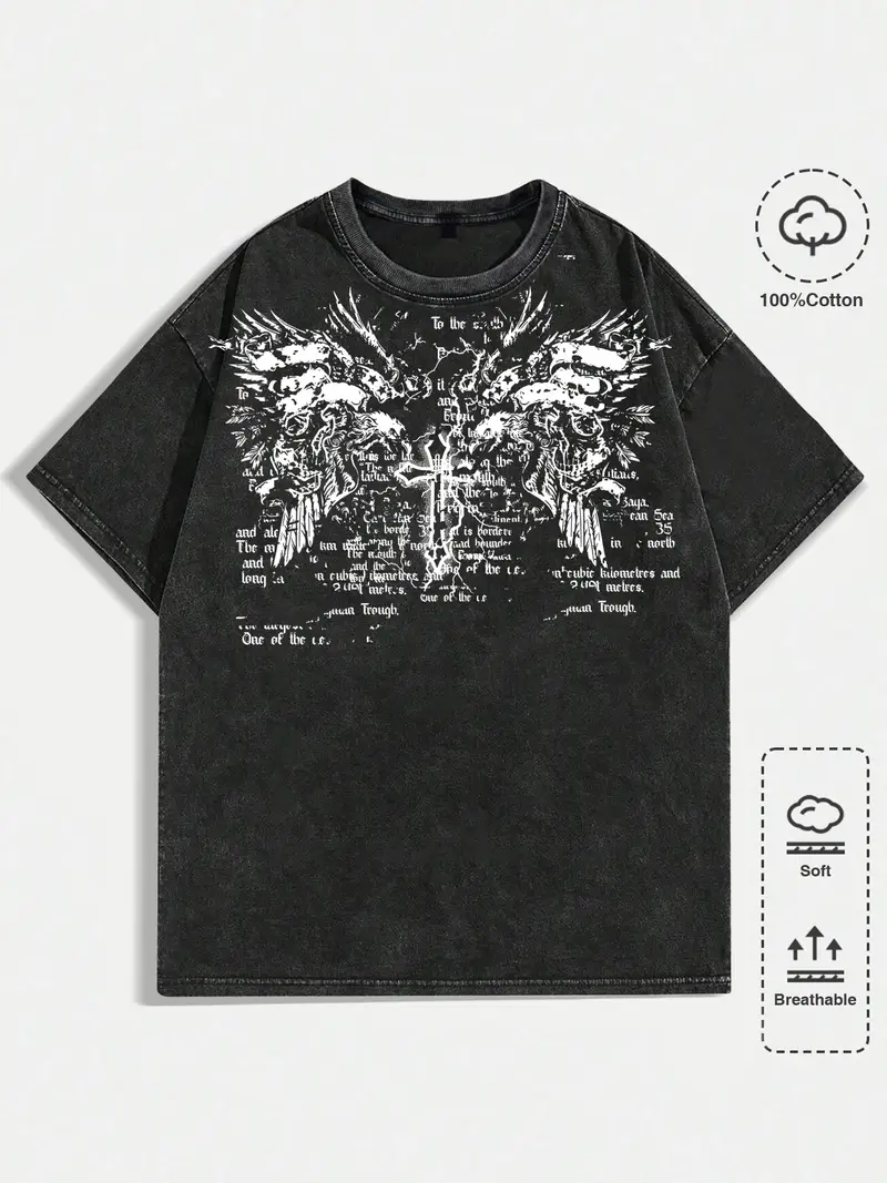 Heraldic Wings T-Shirt Black/Blue/Pink