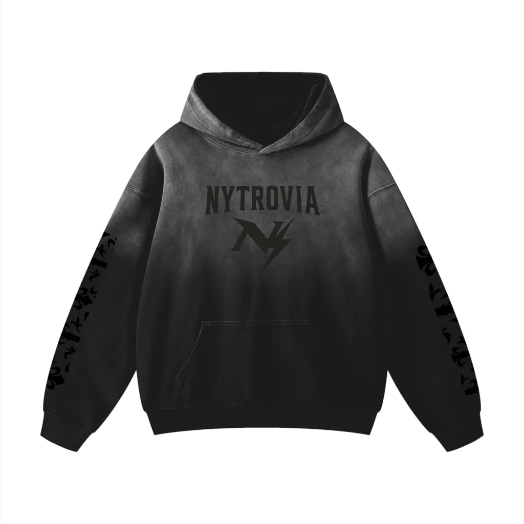 Nytrovia Sunfade 400GSM Heavy Hoodie – Noir Crest Edition