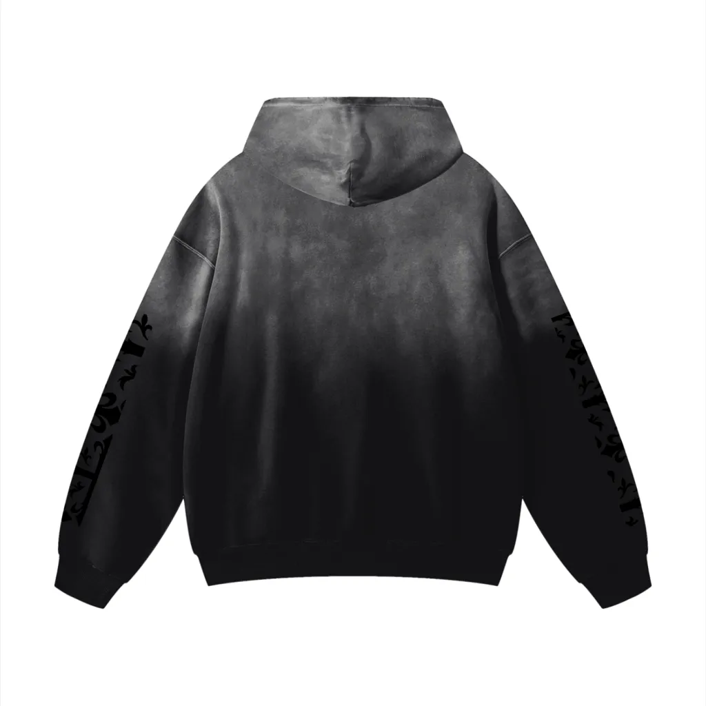 Nytrovia Sunfade 400GSM Heavy Hoodie – Noir Crest Edition