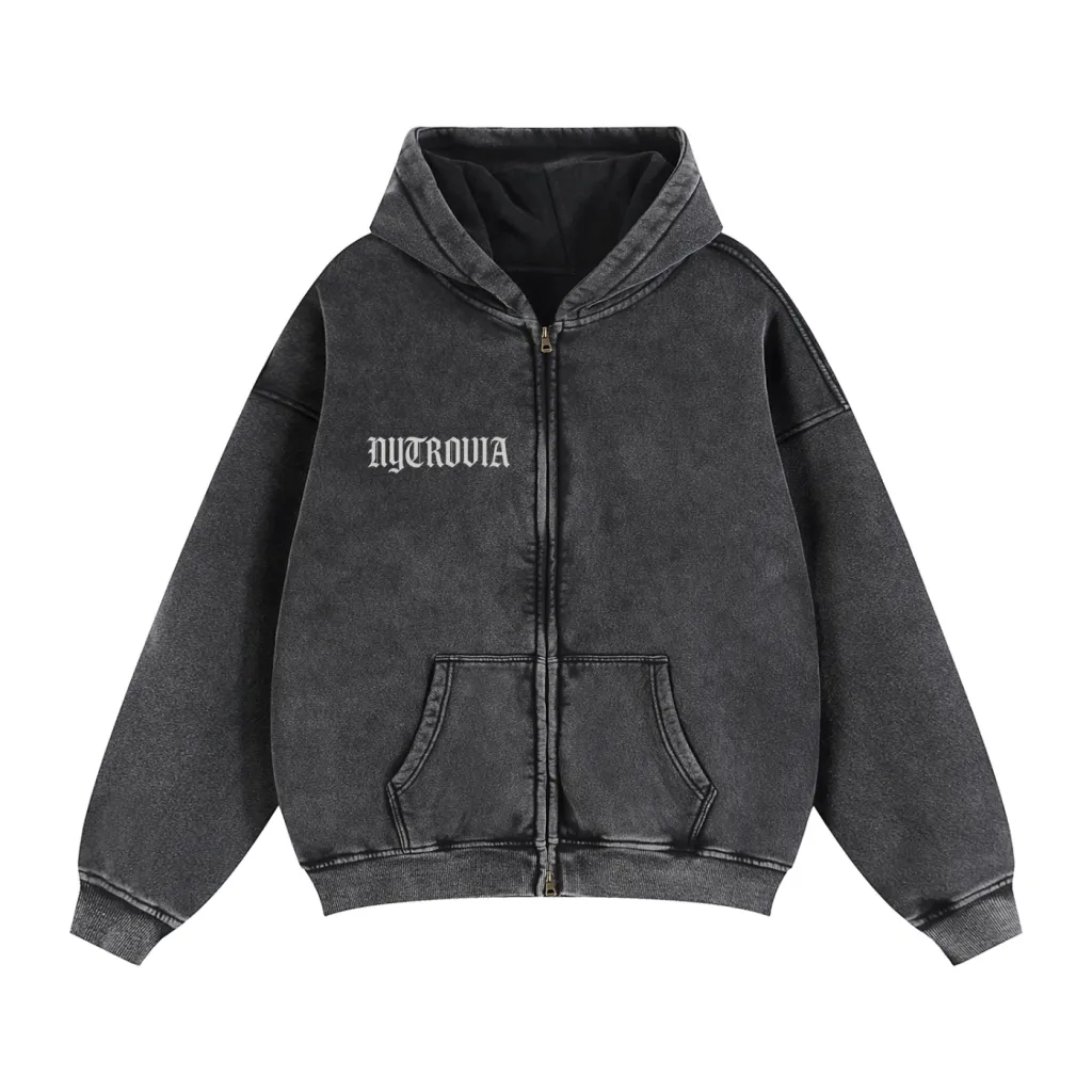 Nytrovia Zip-Through Boxy Fleece Hoodie