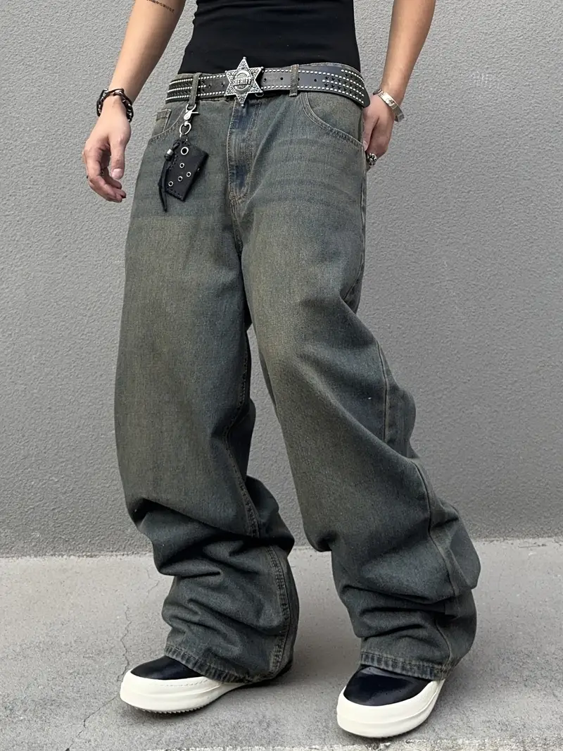 Washed Baggy Jeans Marine