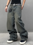 Washed Baggy Jeans Marine