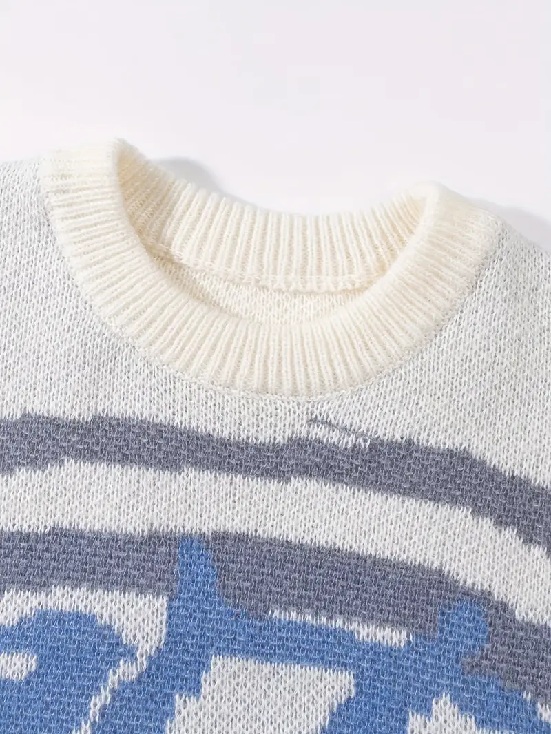 Blue And Grey Knitted Sweater