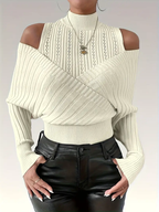 Cream Neck Wrap Sweater