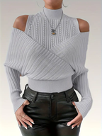 Cream Neck Wrap Sweater