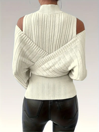 Cream Neck Wrap Sweater