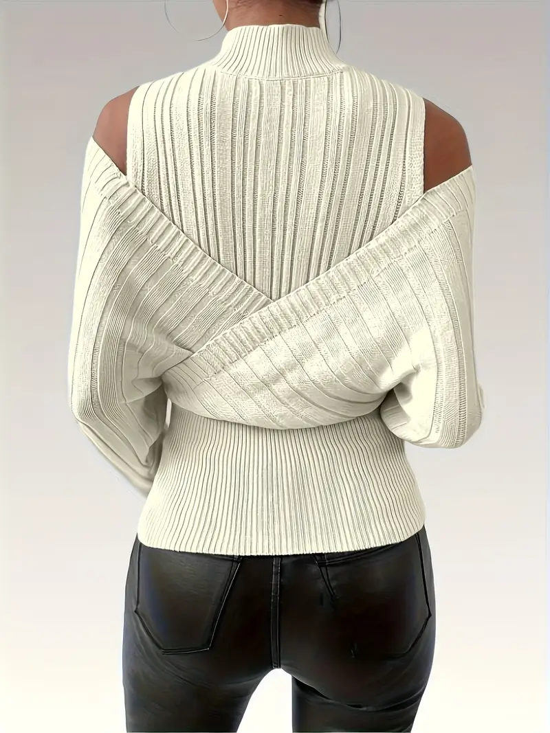 Cream Neck Wrap Sweater