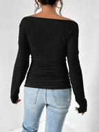 Black Asymmetric Long Sleeve