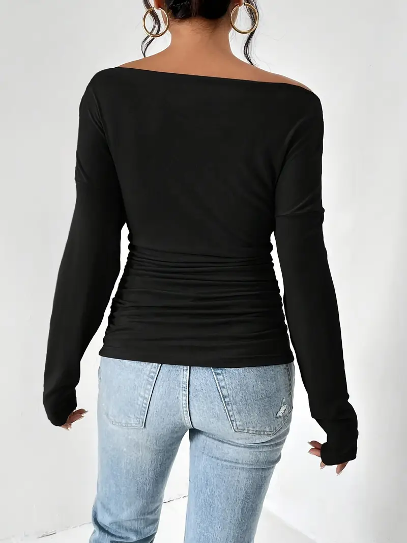 Black Asymmetric Long Sleeve