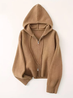 Cropped Knit Hoodie