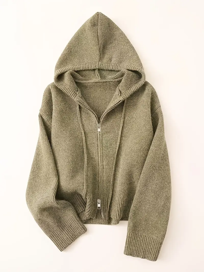 Cropped Knit Hoodie